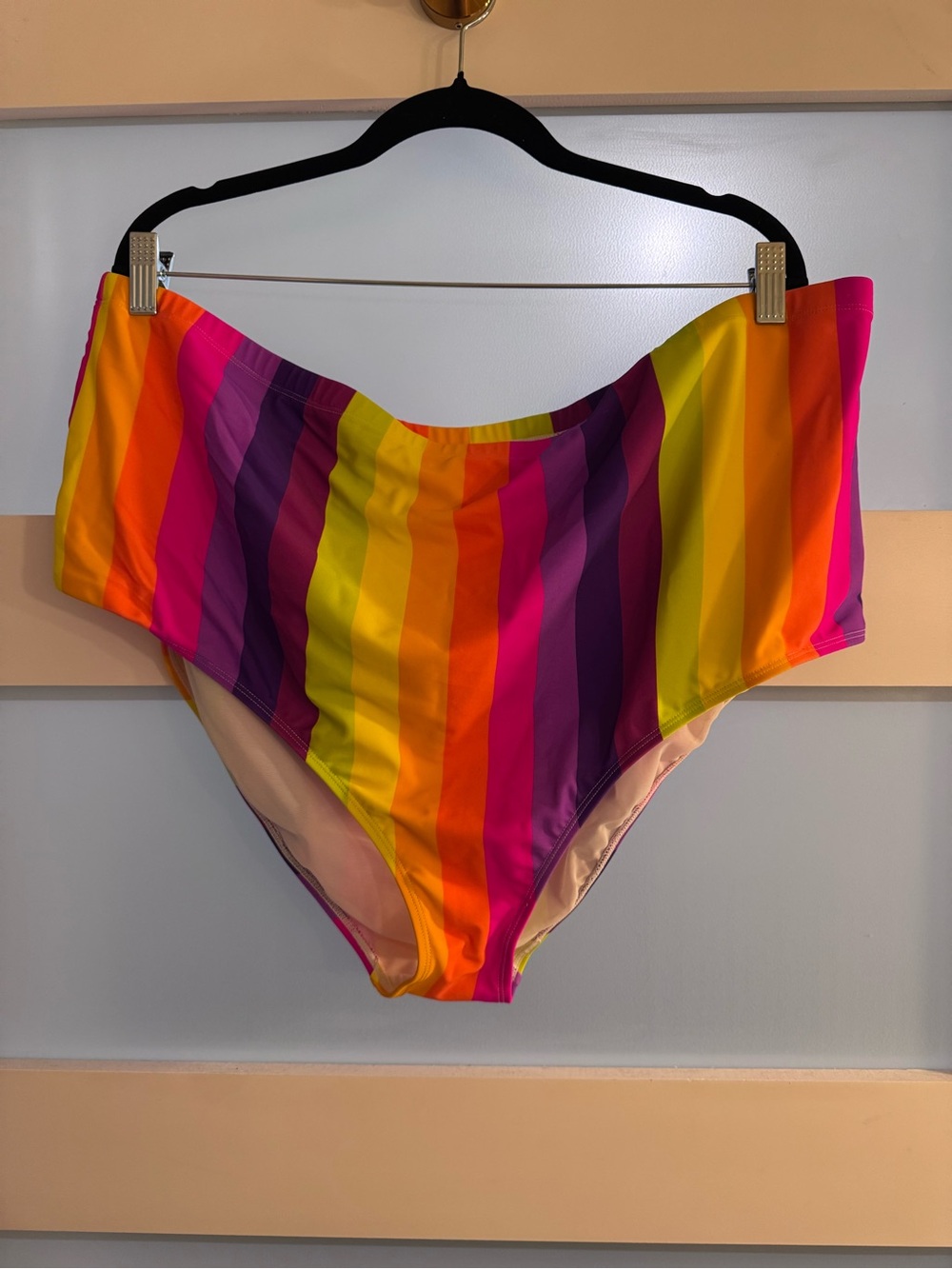 High-Waist Stripe Bikini Bottoms in Multicolor